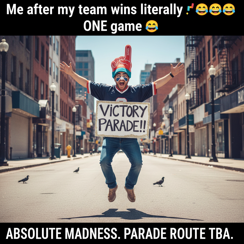My team won. I immediately started planning the parade route. We're in last place. It's called optimism.