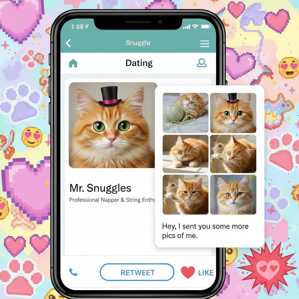 Matched with someone who only sent pics of their cat. 10/10, would swipe right again.