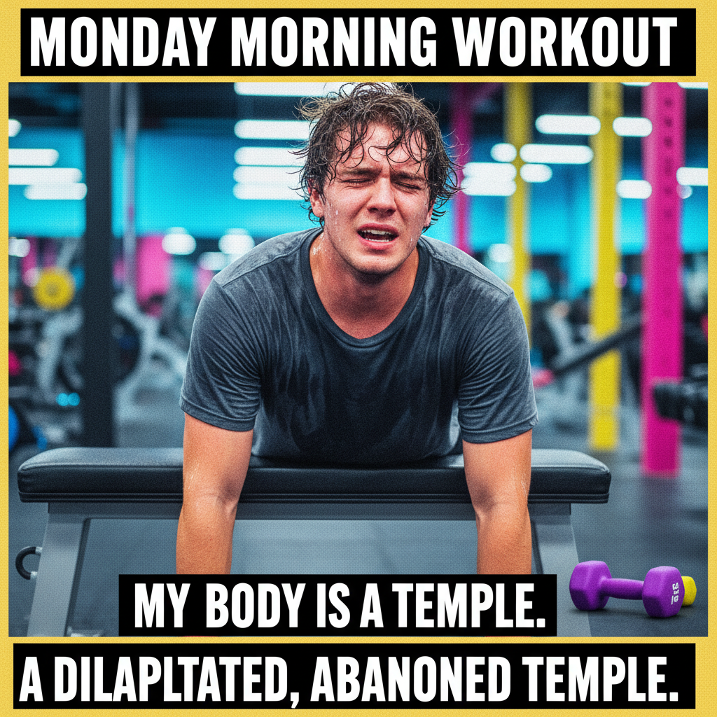 Went to the gym. Did one rep. Now I'm sore and questioning all my life choices.