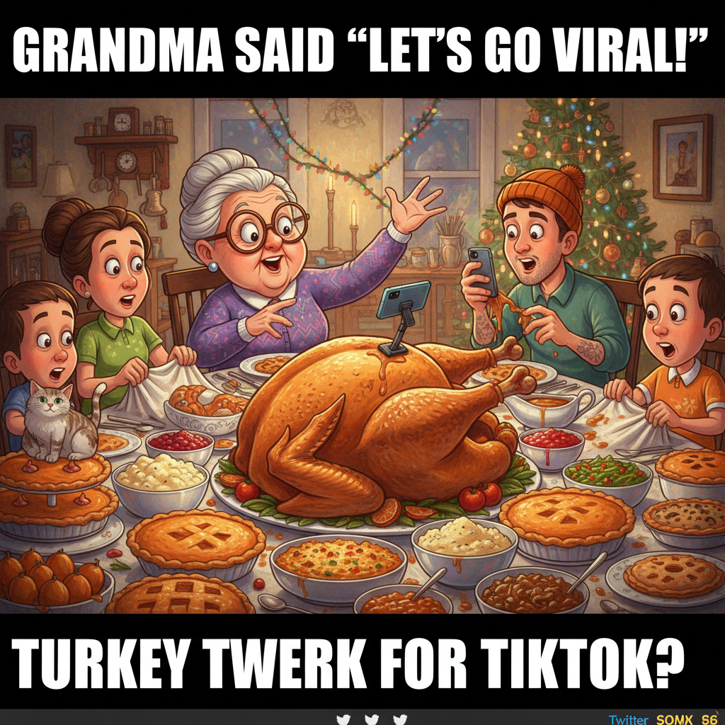Grandma just asked if my phone can 'make the turkey sing'. Holiday dinners are wild. #FamilyChaos