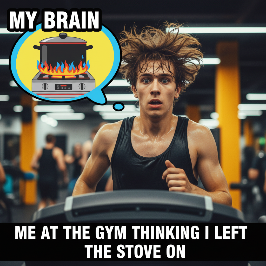 My gym routine: 10 mins working out, 50 mins wondering if I left the stove on.