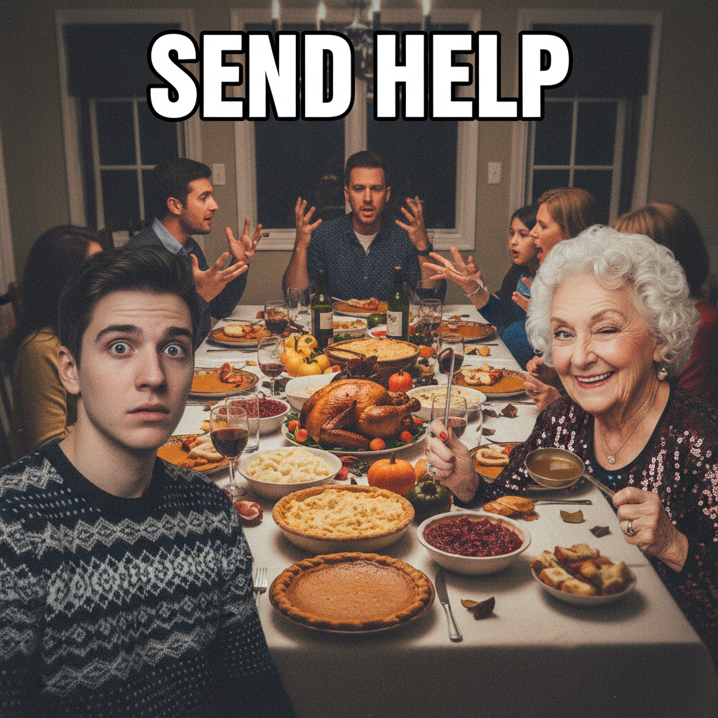 My grandma just asked if my 'internet boyfriend' was coming to Thanksgiving. Send help.