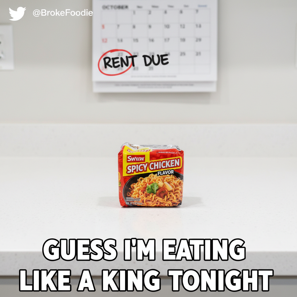 Just paid rent. Guess I'll eat ramen for the next 30 days.