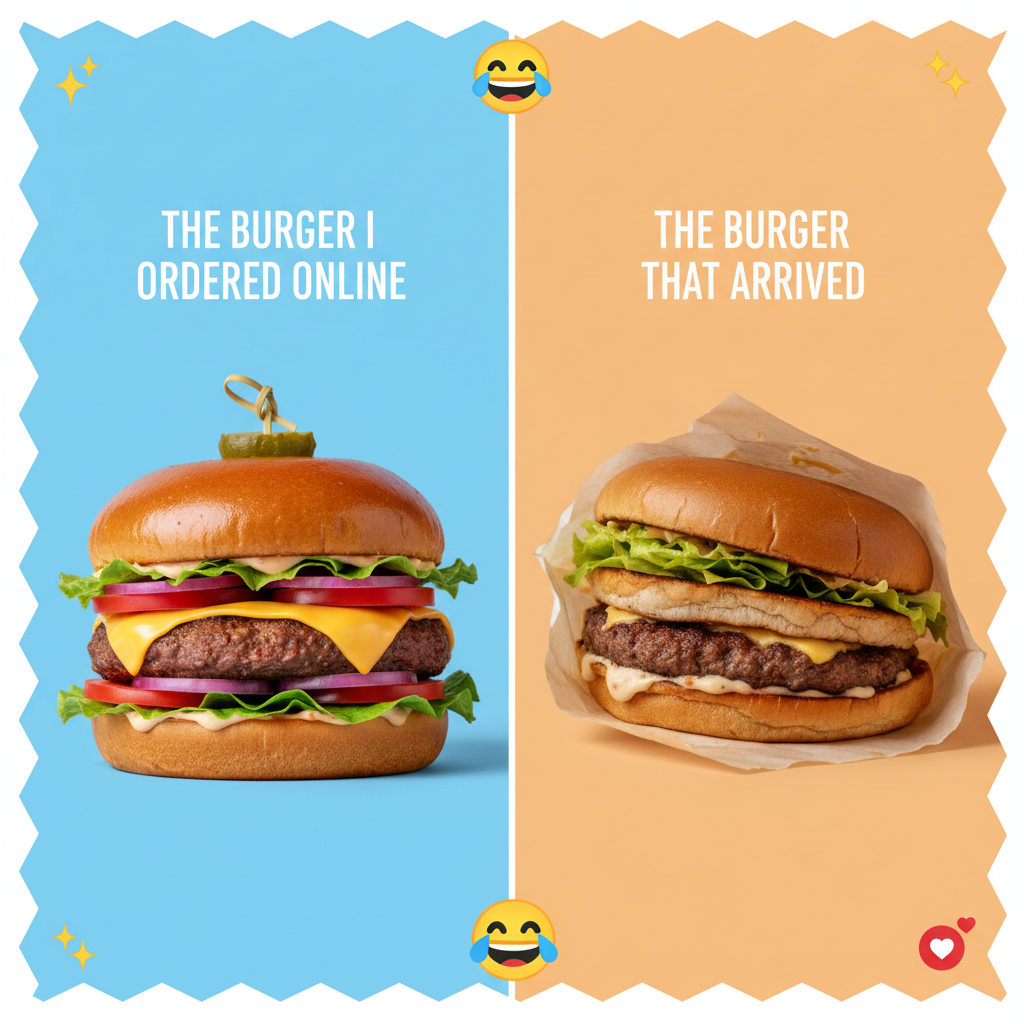 Ordered a gourmet burger, got a sad patty. My expectations vs reality.