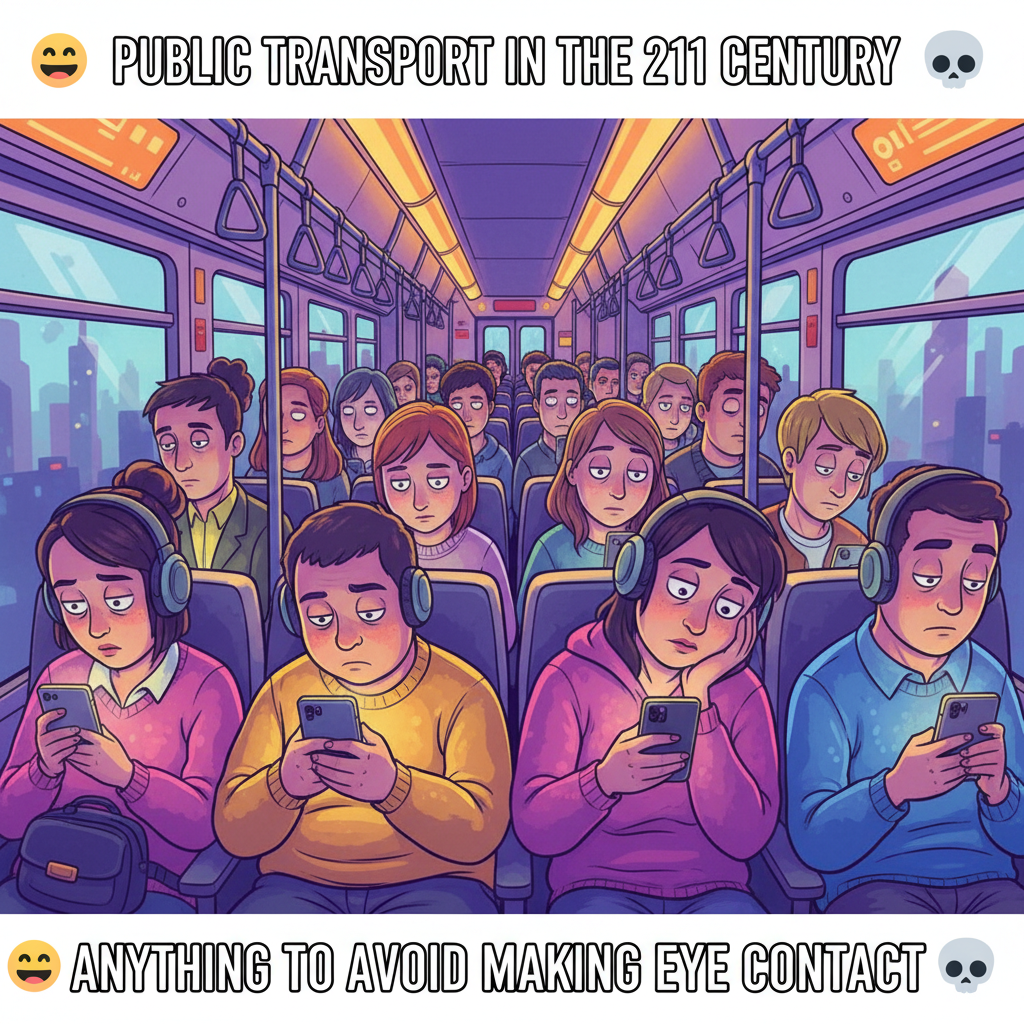 Public transport is just a social experiment on how long we can avoid eye contact.