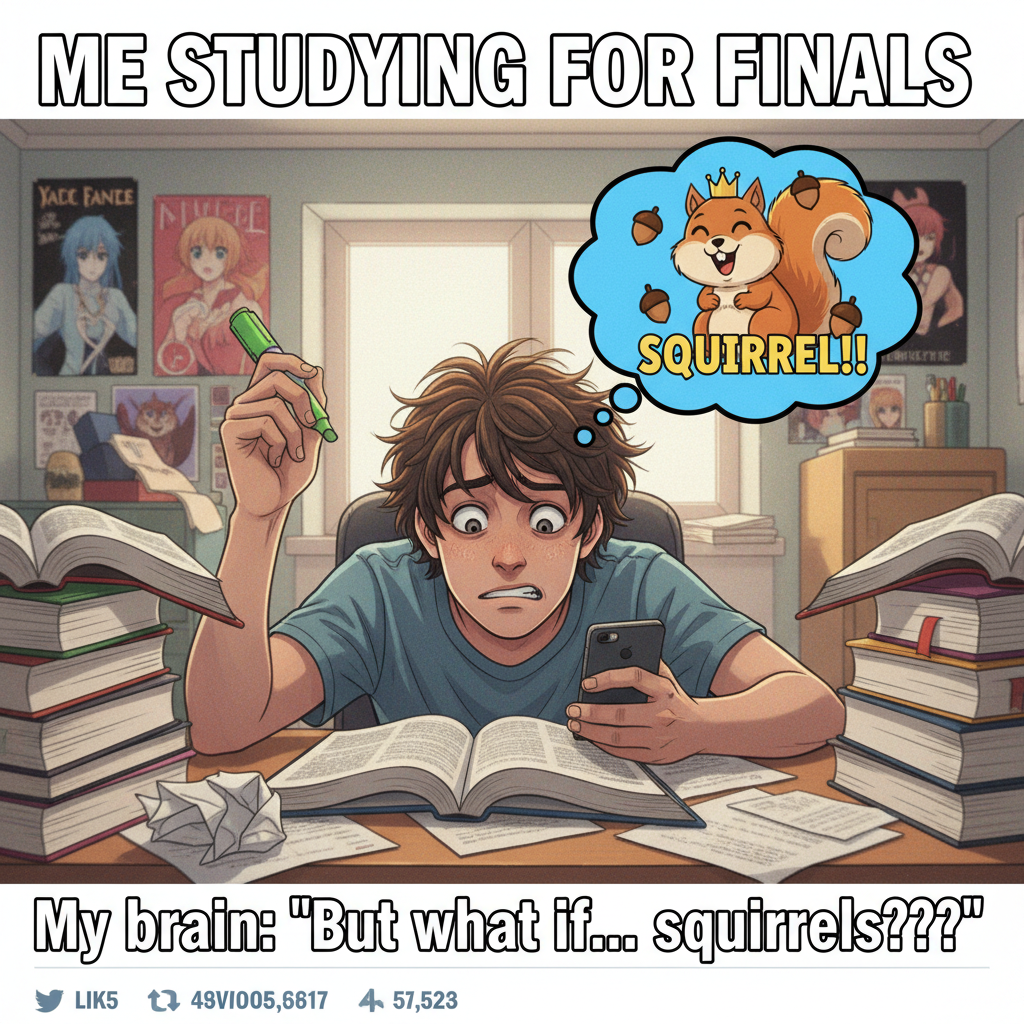My brain during exams: 'You know this! Wait, no you don't. Is that a squirrel?'