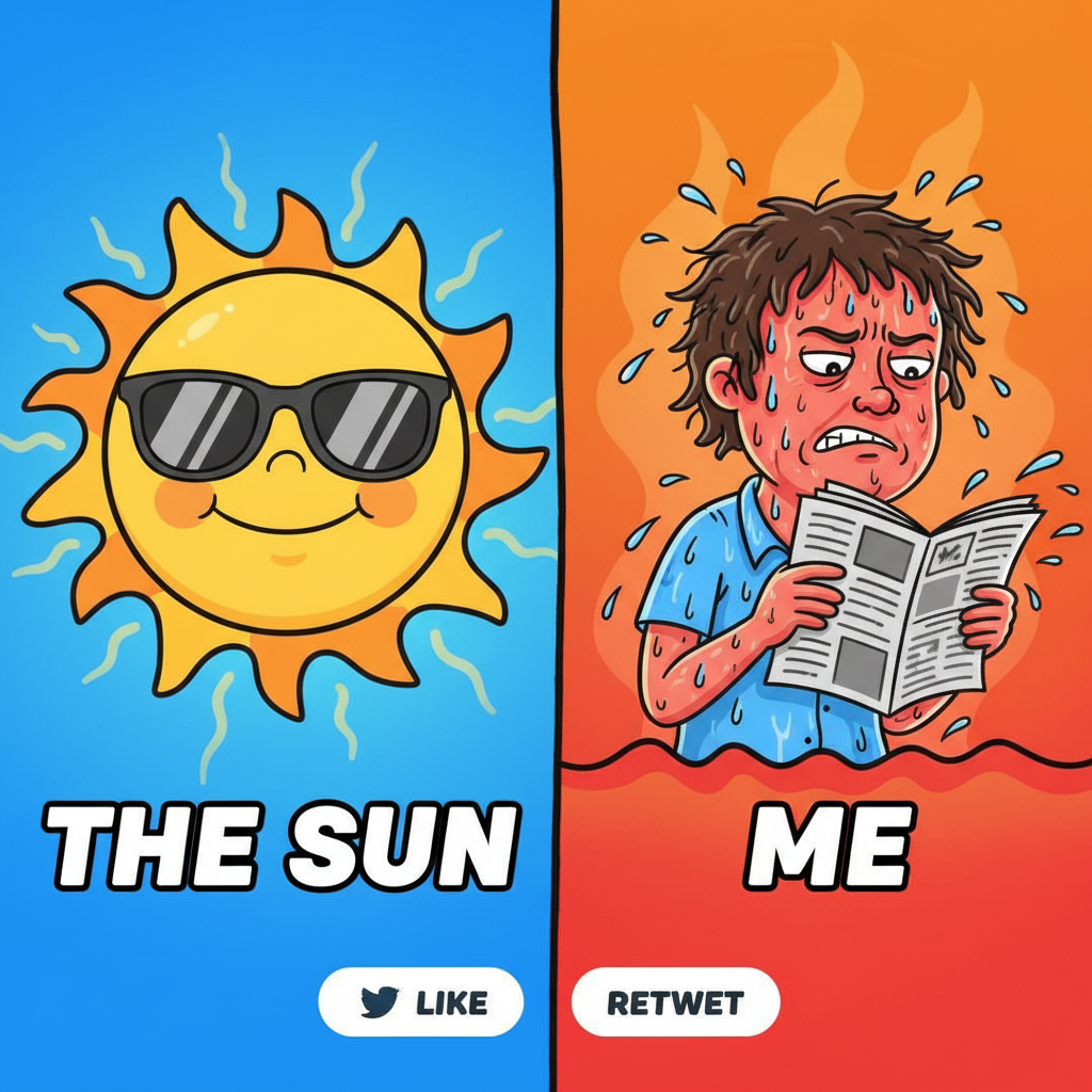It's 75° and sunny, but my neighbor still complaining it's 'too hot'. Sir, it's summer.