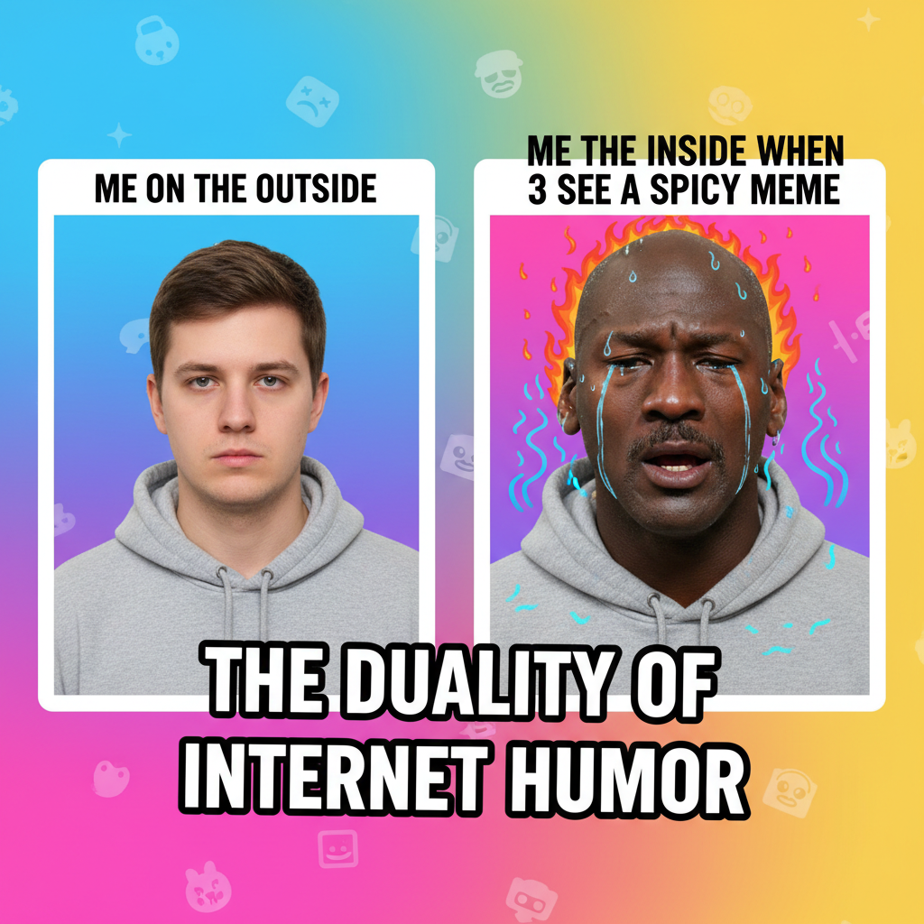 Me trying to act normal vs. my internal reaction to seeing a celebrity meme.