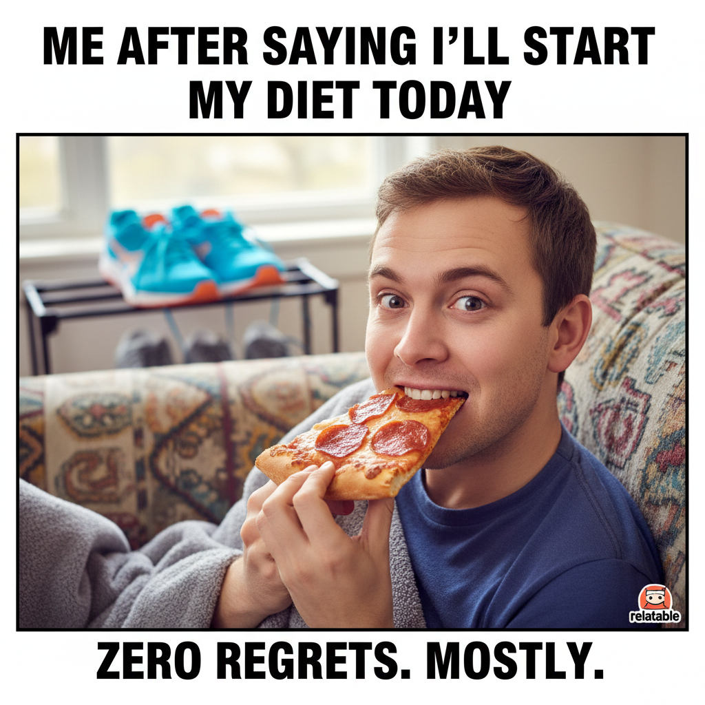 My New Year's resolution was to go to the gym. It's January 3rd and I'm eating pizza.