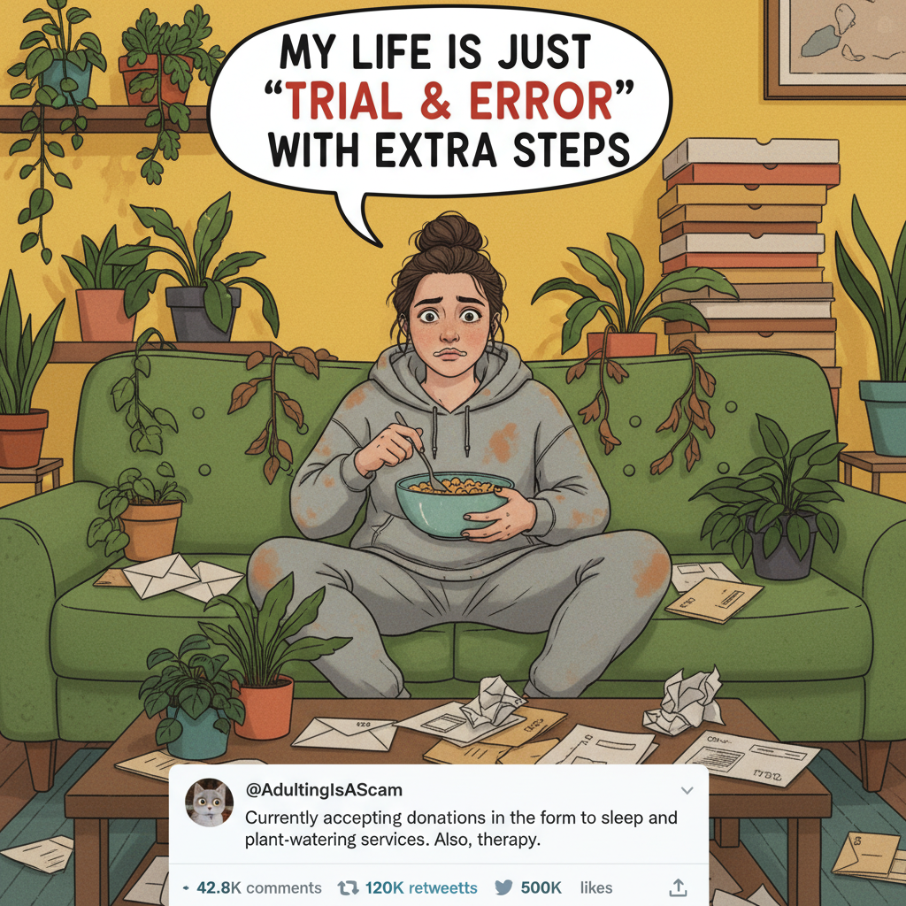 My plants are dying, my bills are due, and I just ate cereal for dinner. Adulting is fun!