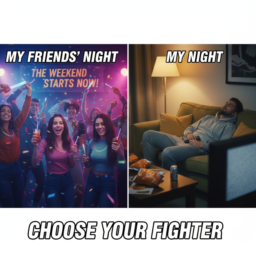 Friday night plans: wild adventures. Friday night reality: 9 PM, asleep on the couch.