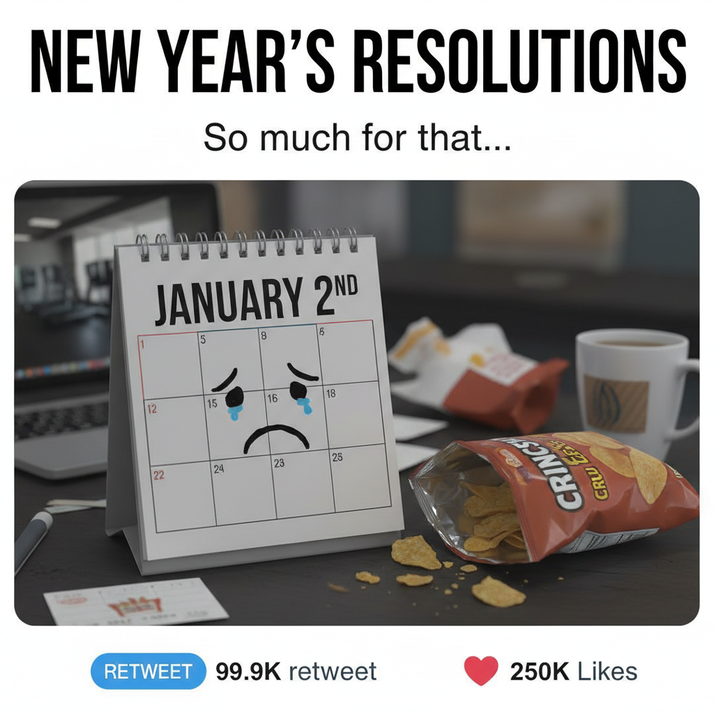 My New Year's resolution lasted until January 2nd. Send snacks.