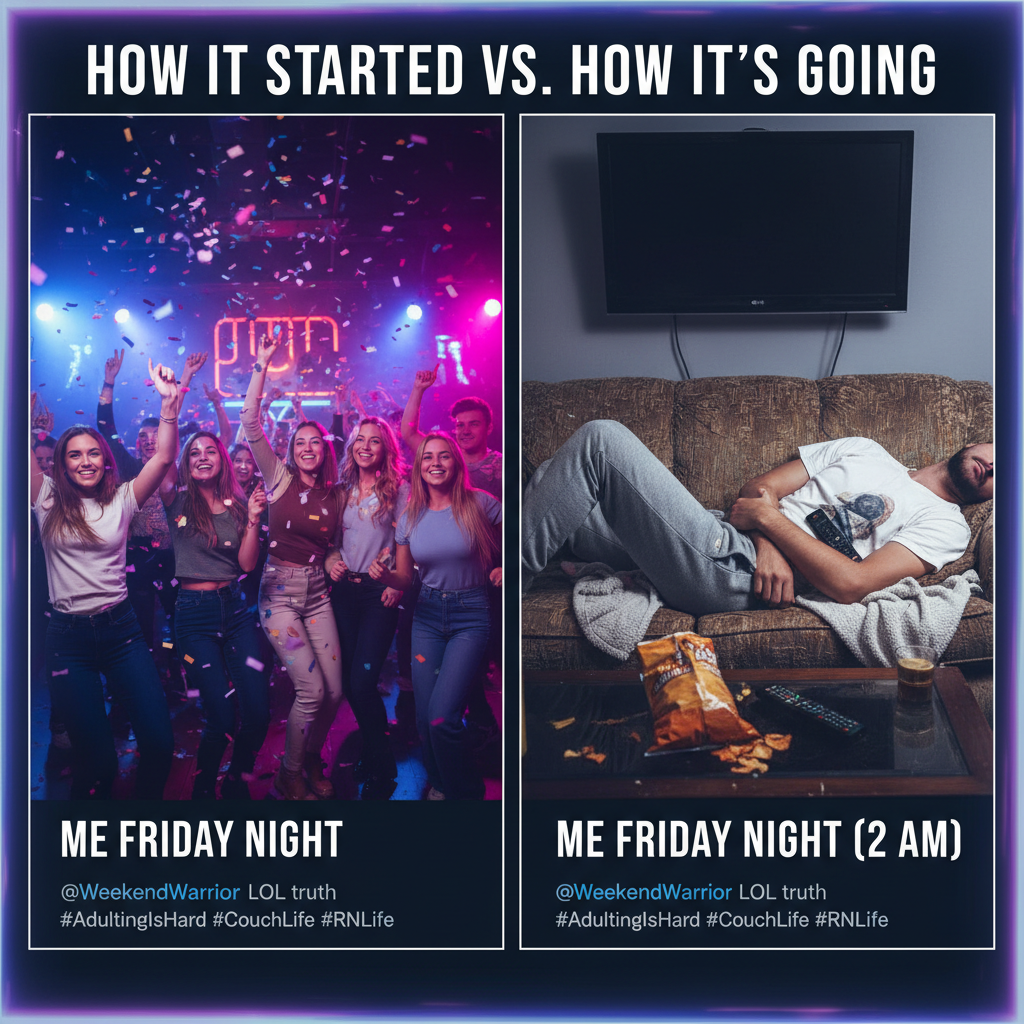 Friday night plans: Dancing till dawn. Friday night reality: Asleep by 9 PM.