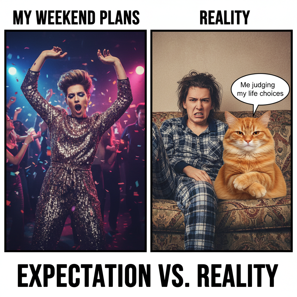 My Friday night plans: clubbing. My Friday night reality: arguing with my cat about bedtime.