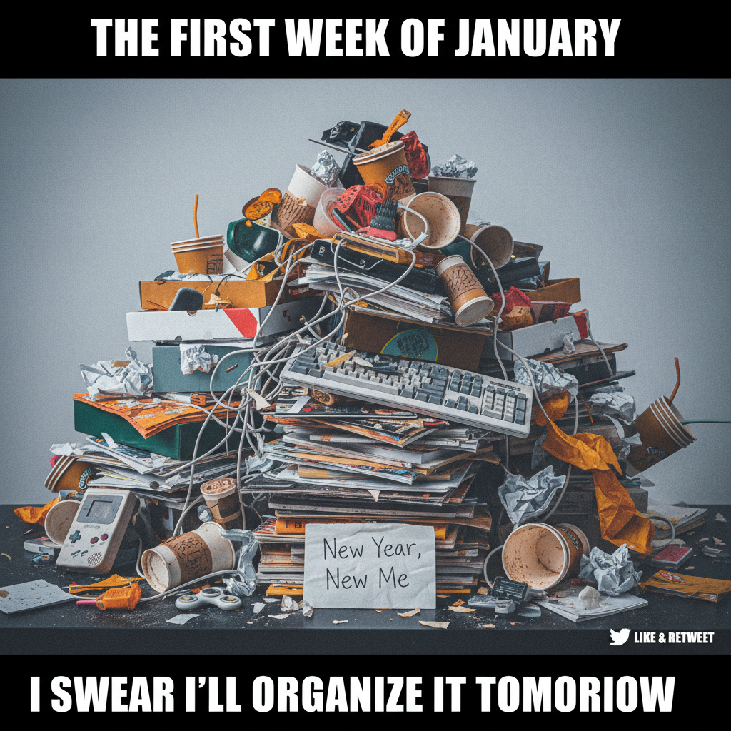 My New Year's Resolution was to be more organized. My desk currently looks like a tornado hit it.