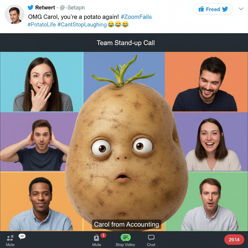 My boss just turned himself into a potato on Zoom and couldn't figure out how to change it back.