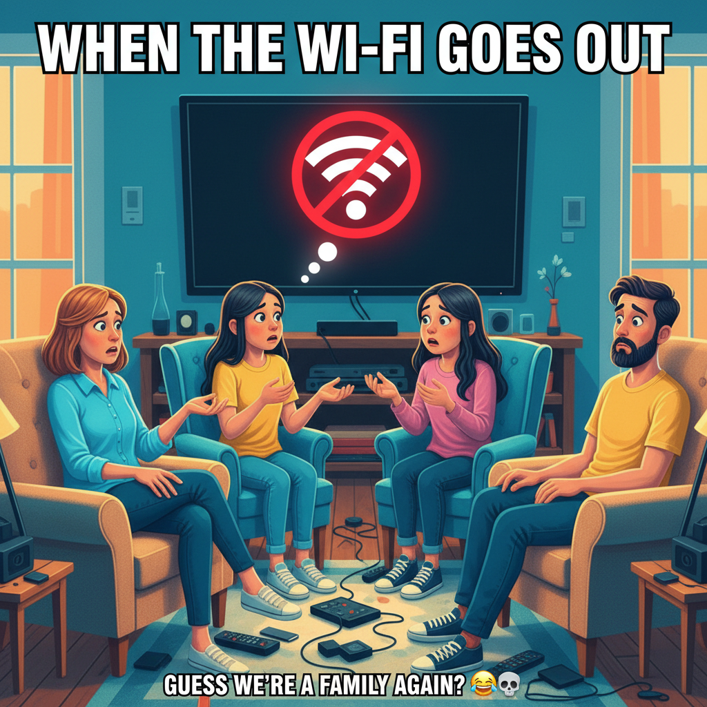 The wifi went down. My family just started talking to each other. Send help.
