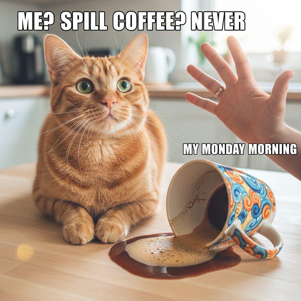 My cat just knocked my coffee over. Again. Send help (and more coffee).