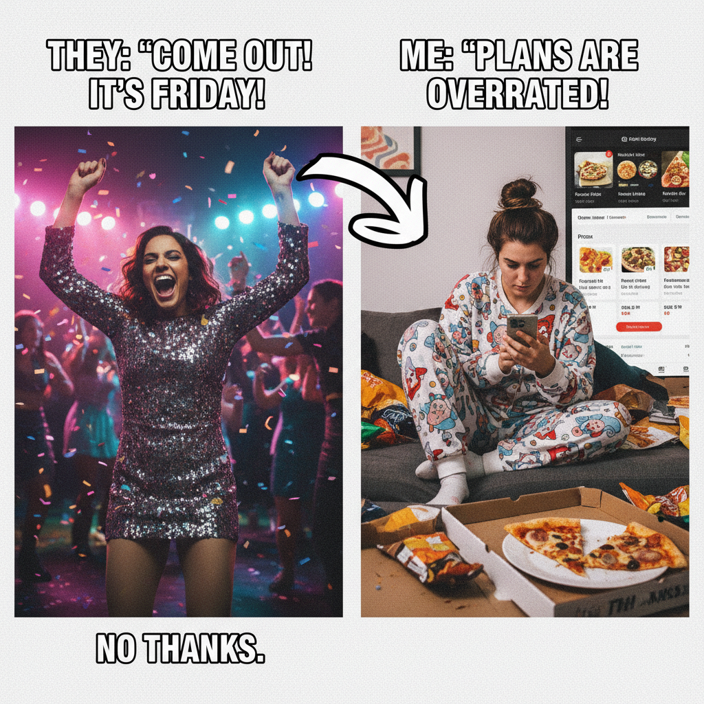 Friday night plans: Clubbing. Friday night reality: PJs and debating if I should order pizza.