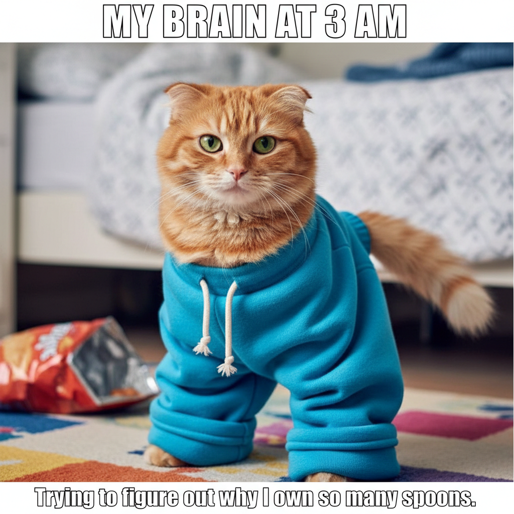 Bought 'oversized' sweatpants online. They arrived and fit my cat. I am the cat now.