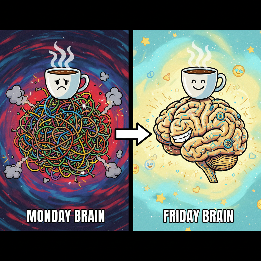 My brain on Monday morning vs. my brain on Friday afternoon. Send coffee.