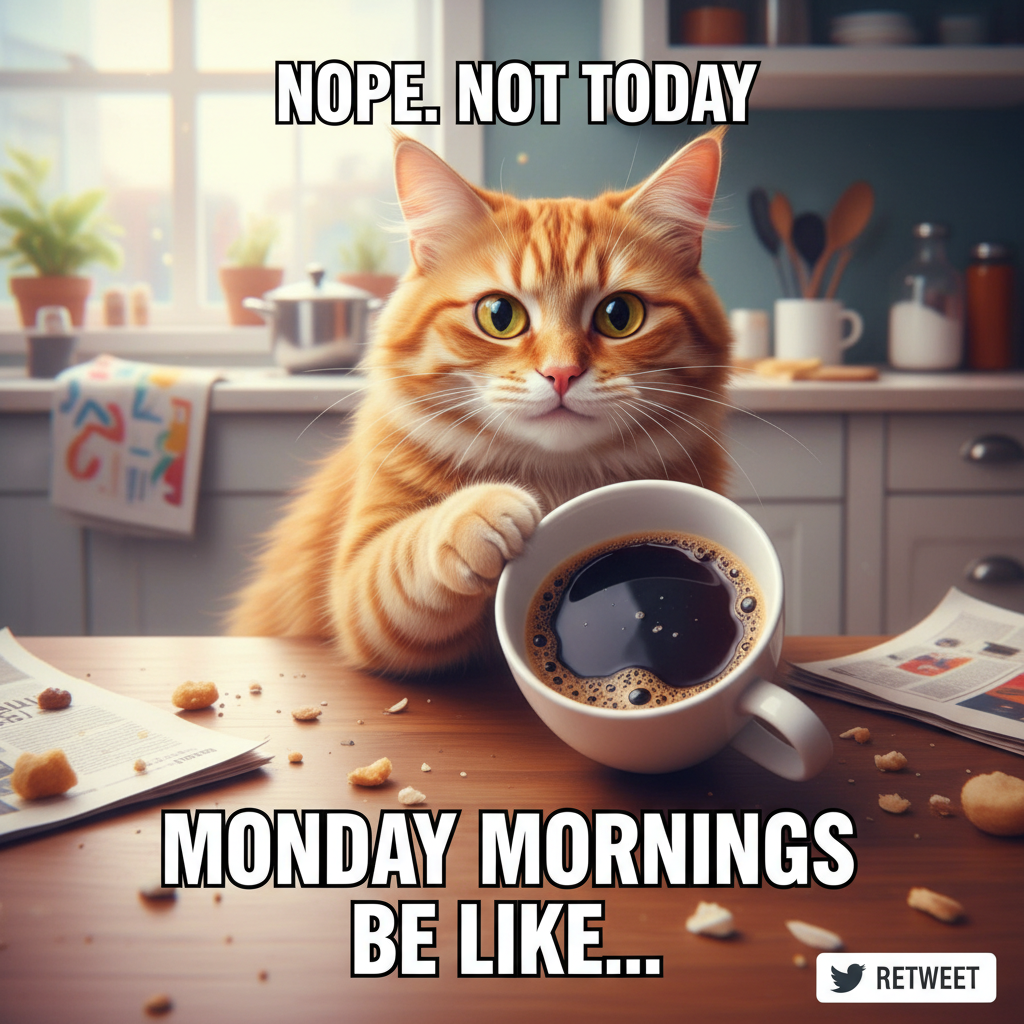 My pet just stared into my soul while slowly pushing my coffee off the table.