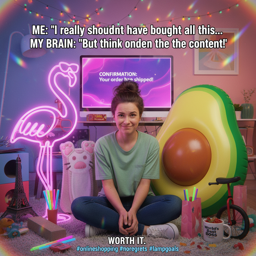 Me: 'I need to save money.' Also me: *buys another novelty lamp online*
