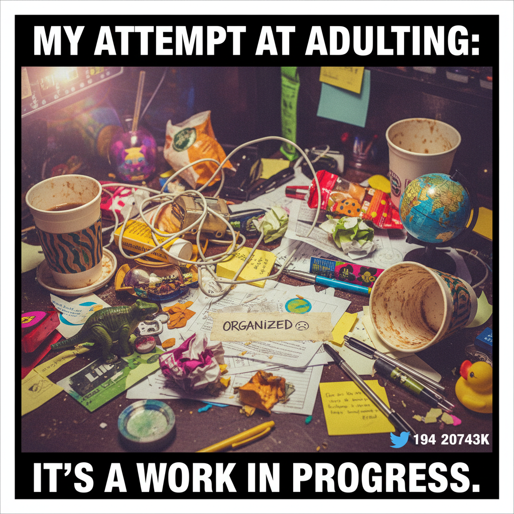 My New Year's resolution was to be more organized. My desk currently looks like a tornado hit a landfill.