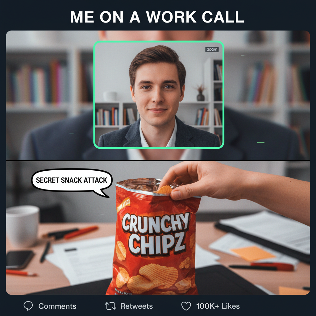 My camera was off for 0.2 seconds and I was already eating chips. Zoom life is wild.