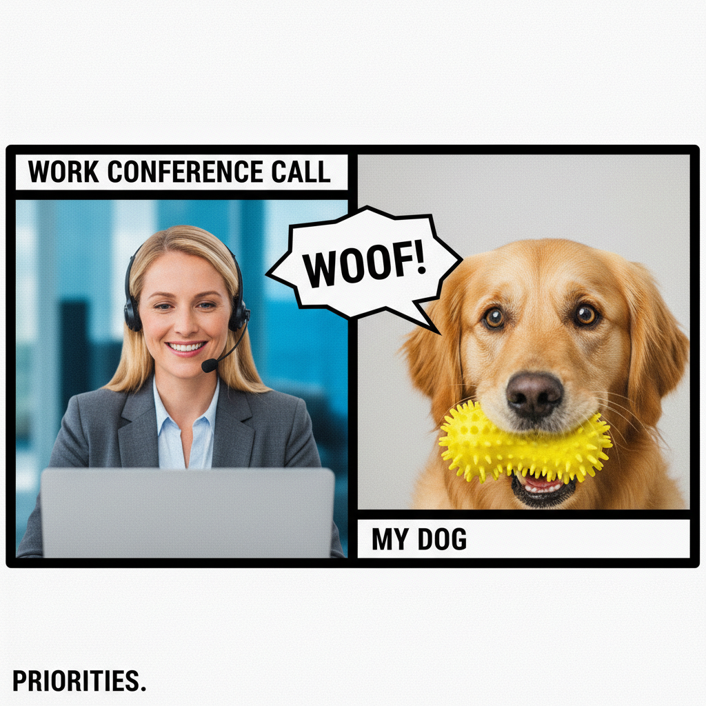 My mic was on during the Zoom meeting. Everyone heard me arguing with my dog about a squeaky toy.