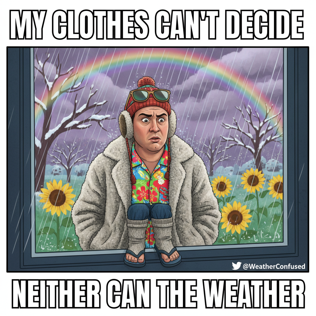 It's 70°F and raining. My brain: 'Is this summer? Is this autumn? Am I okay?'