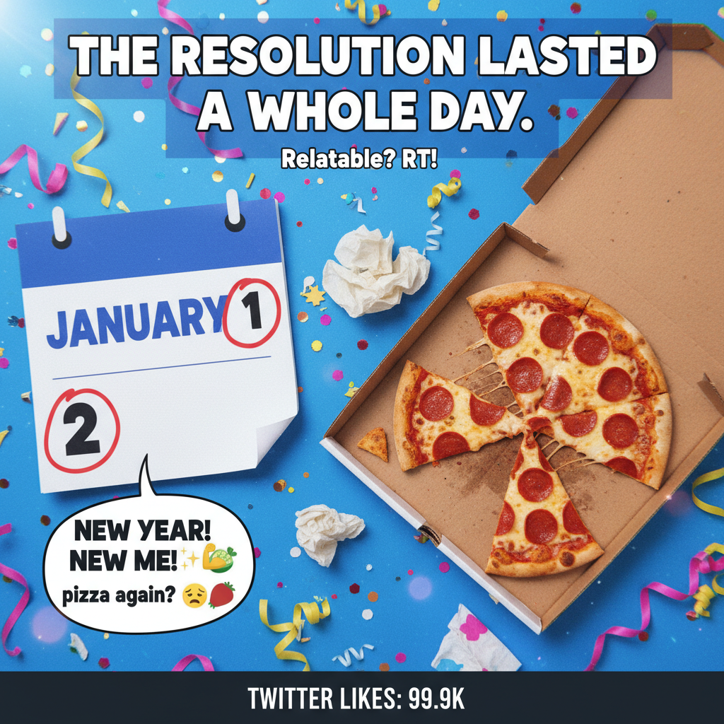 My New Year's resolution to 'eat healthier' lasted until January 2nd at 11:59 AM.
