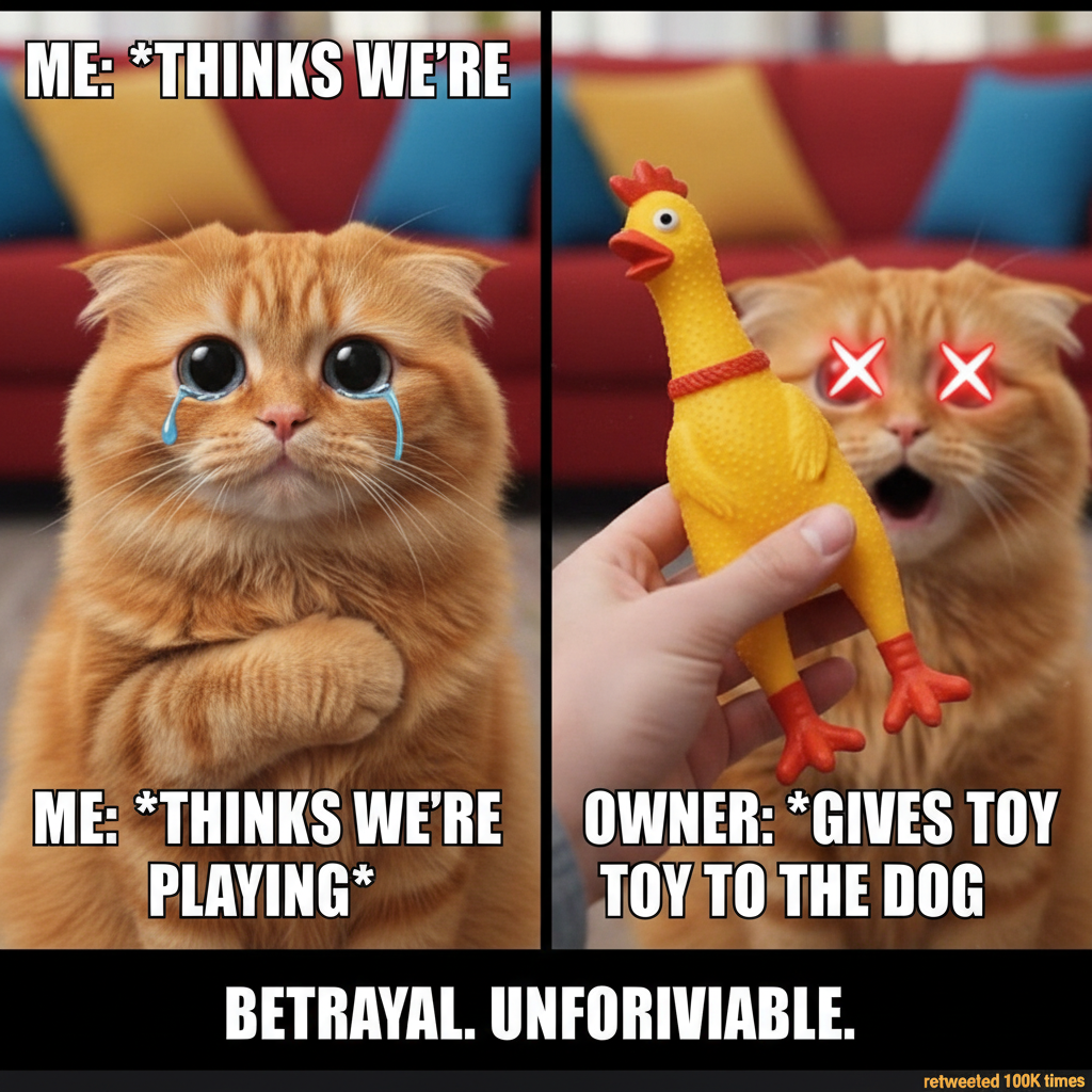 My pet looked at me like I was betraying them for taking their favorite toy. The drama!
