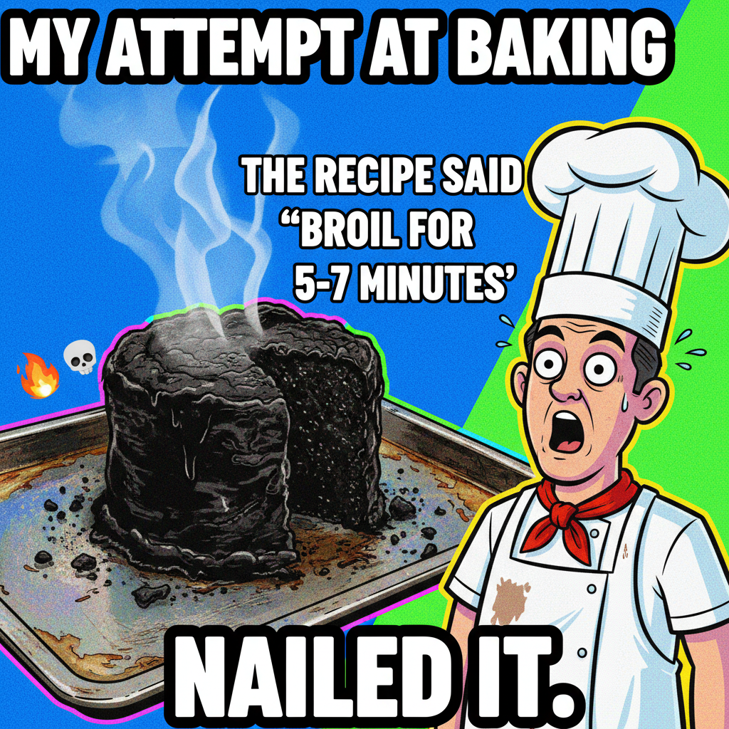 Attempted to bake a cake, ended up with a charcoal briquette. My kitchen is now a crime scene.