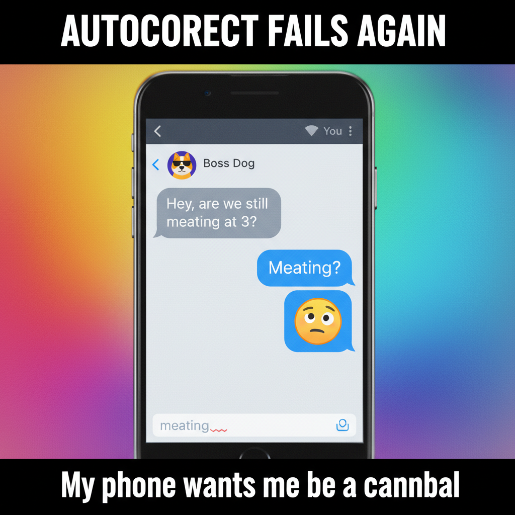 Autocorrect just changed 'meeting' to 'meating'. My boss is going to be so confused.