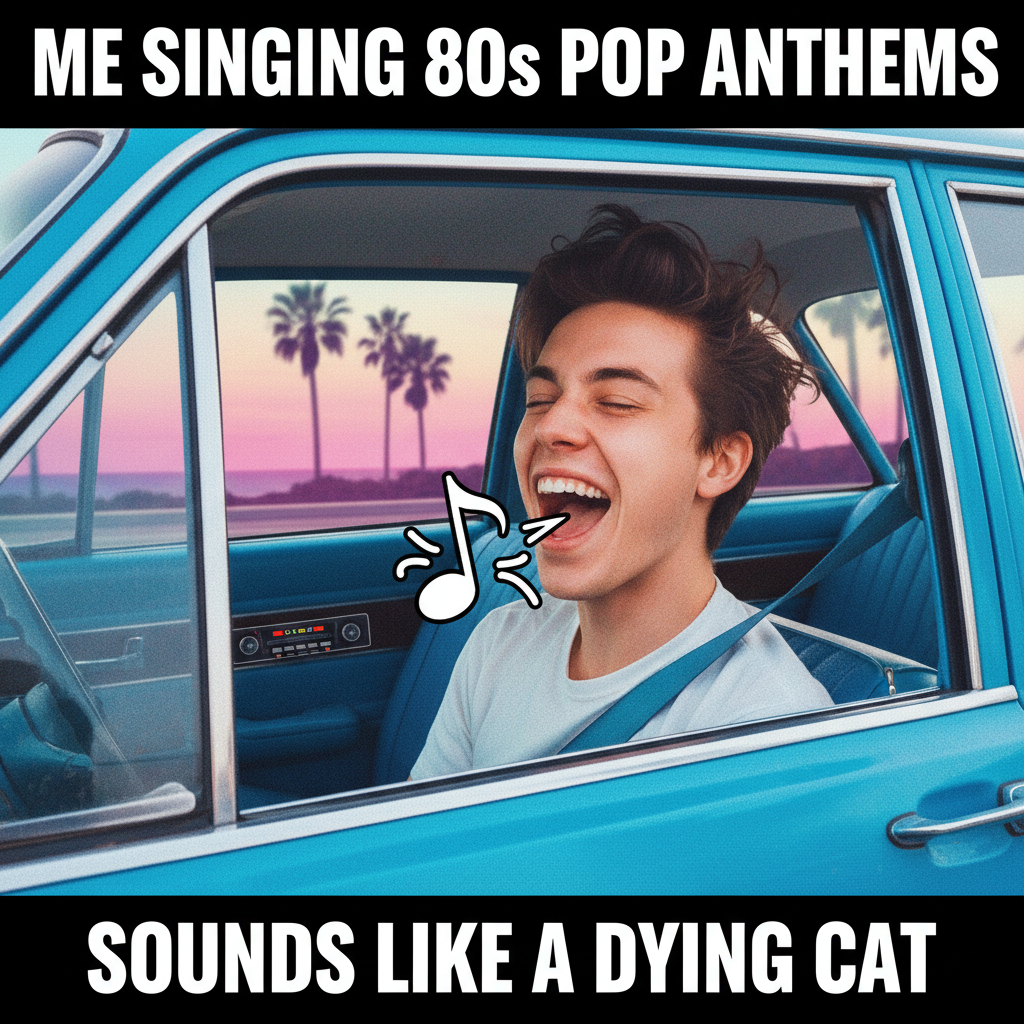 My road trip playlist started strong, now it's just me singing along to 2000s pop with questionable enthusiasm.