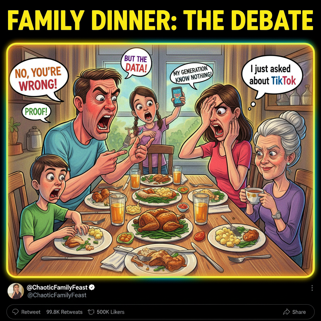 Holiday dinner: where 'pass the salt' turns into a 3-hour family debate on politics.