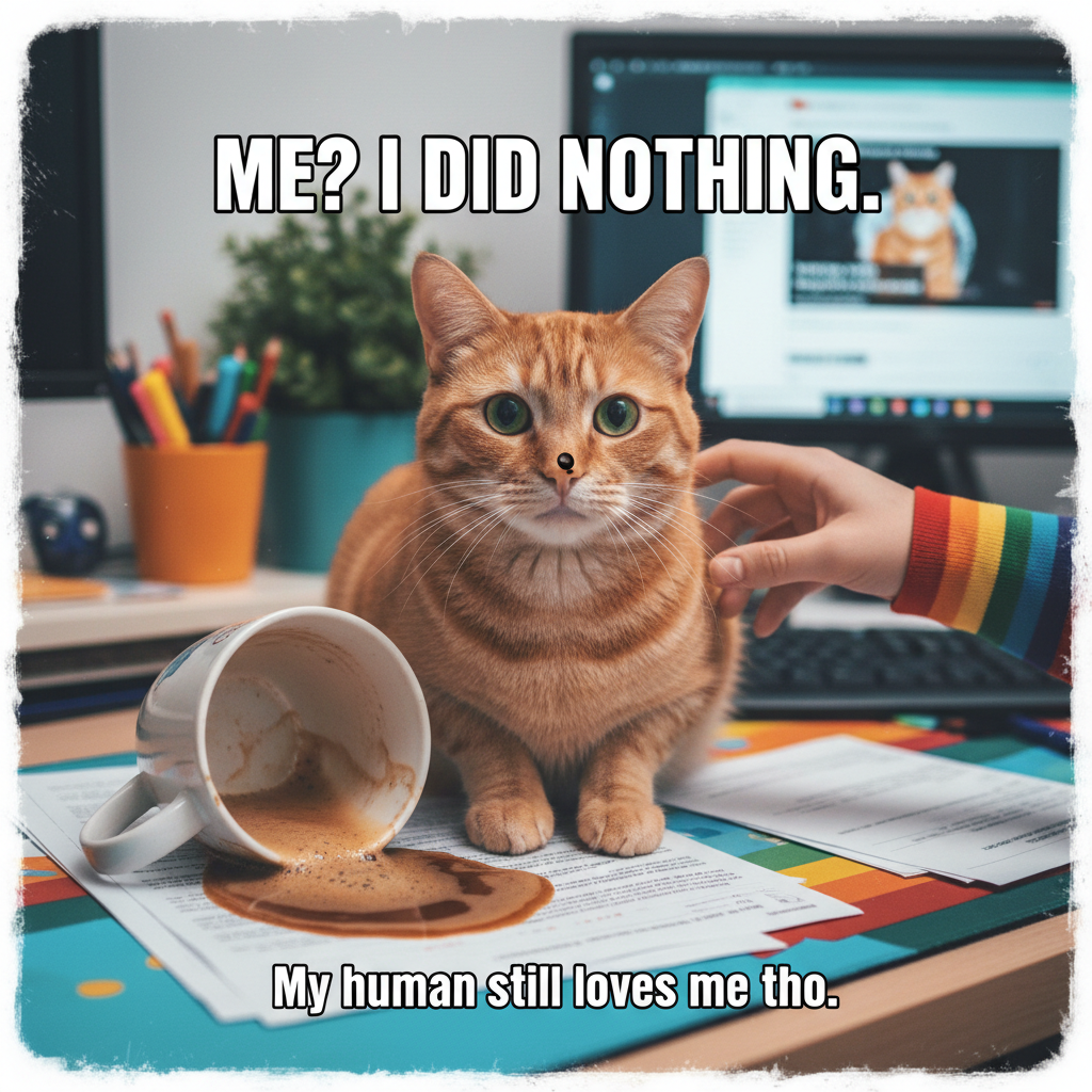 My cat just knocked over my coffee for the 3rd time today. I still love him tho. #PetLife