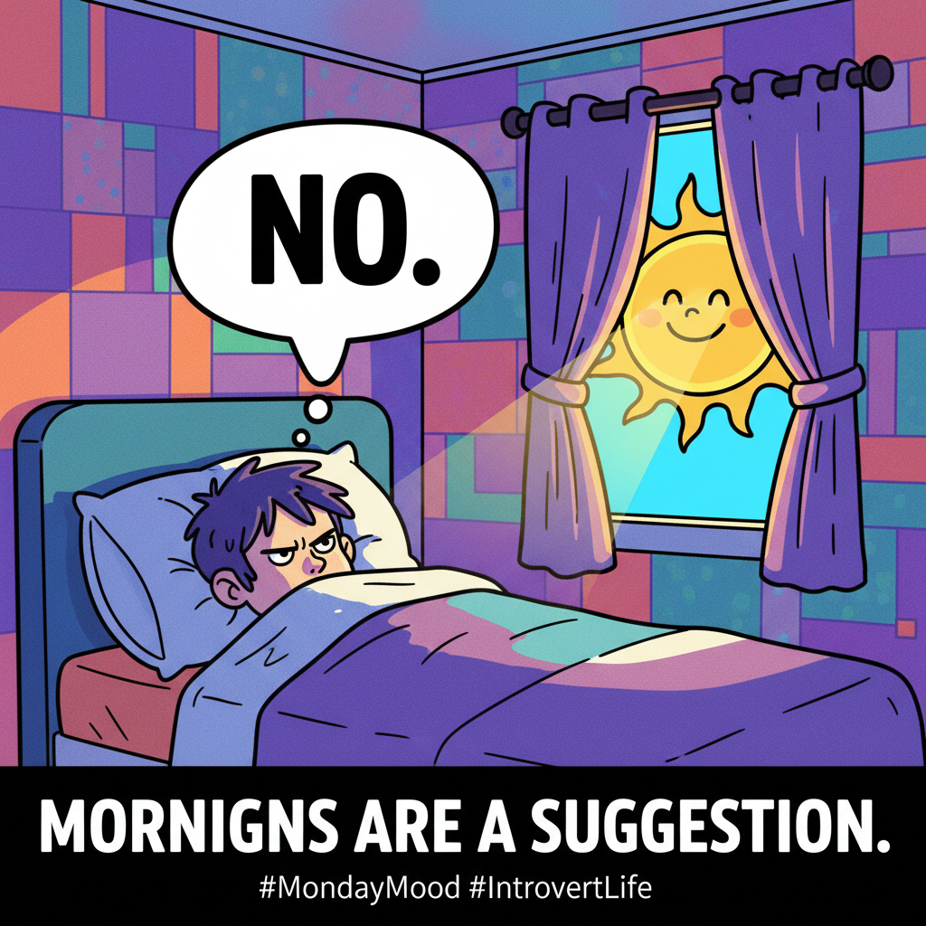 Monday morning mood: My bed is calling, and I must go. #MondayBlues