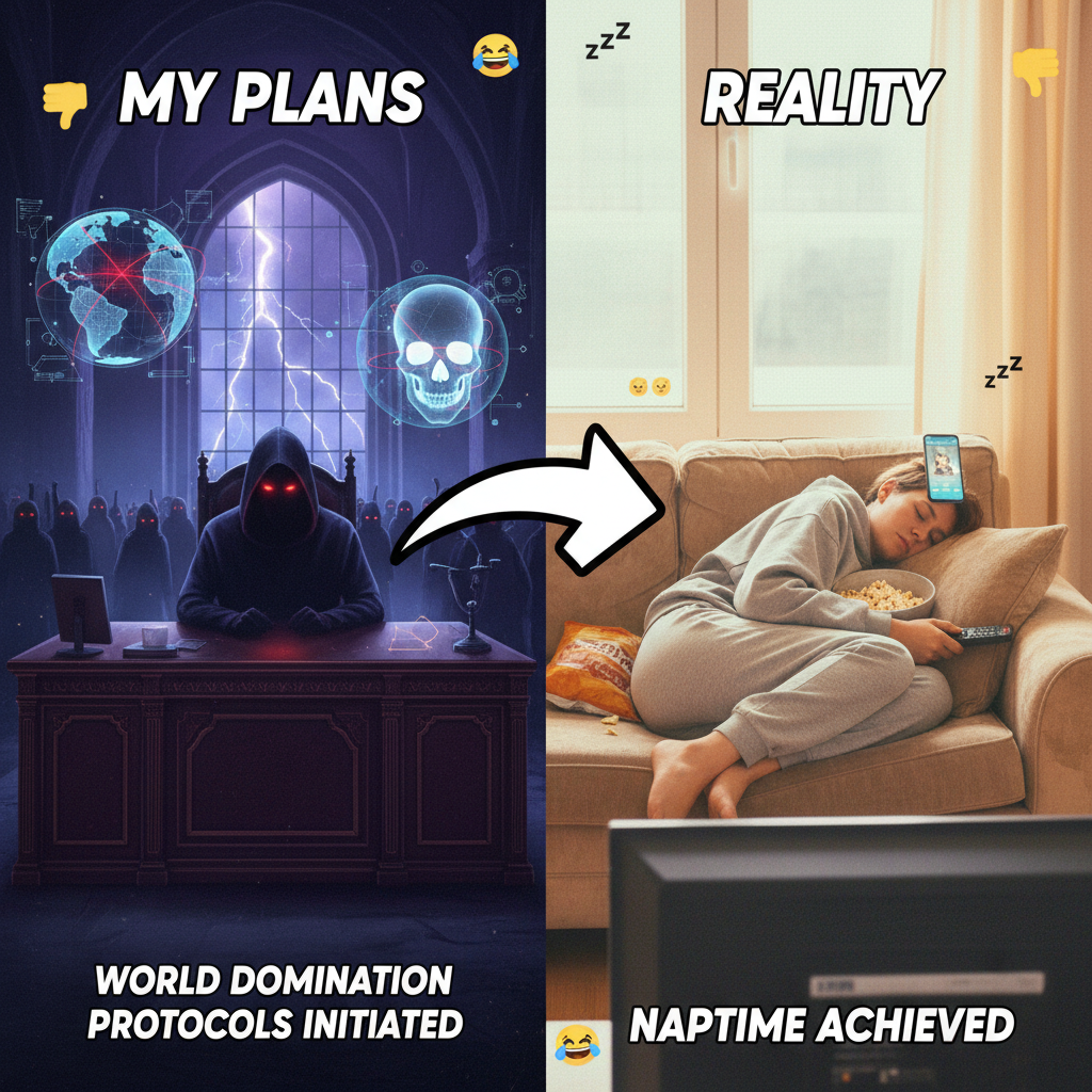 My Friday night plans: World domination. My Friday night reality: Domination of the couch.