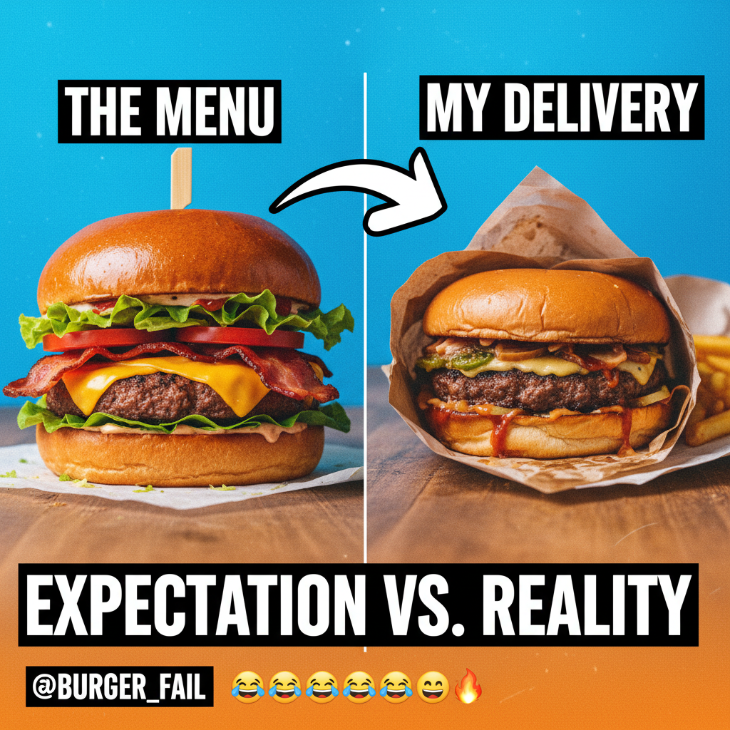 Ordered a gourmet burger. Got something that looks like it lost a fight with a truck. #FoodDelivery