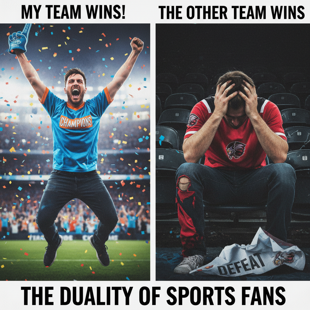 My team won. I'm getting a tattoo. My team lost. I'm burning my jersey. No in-between.