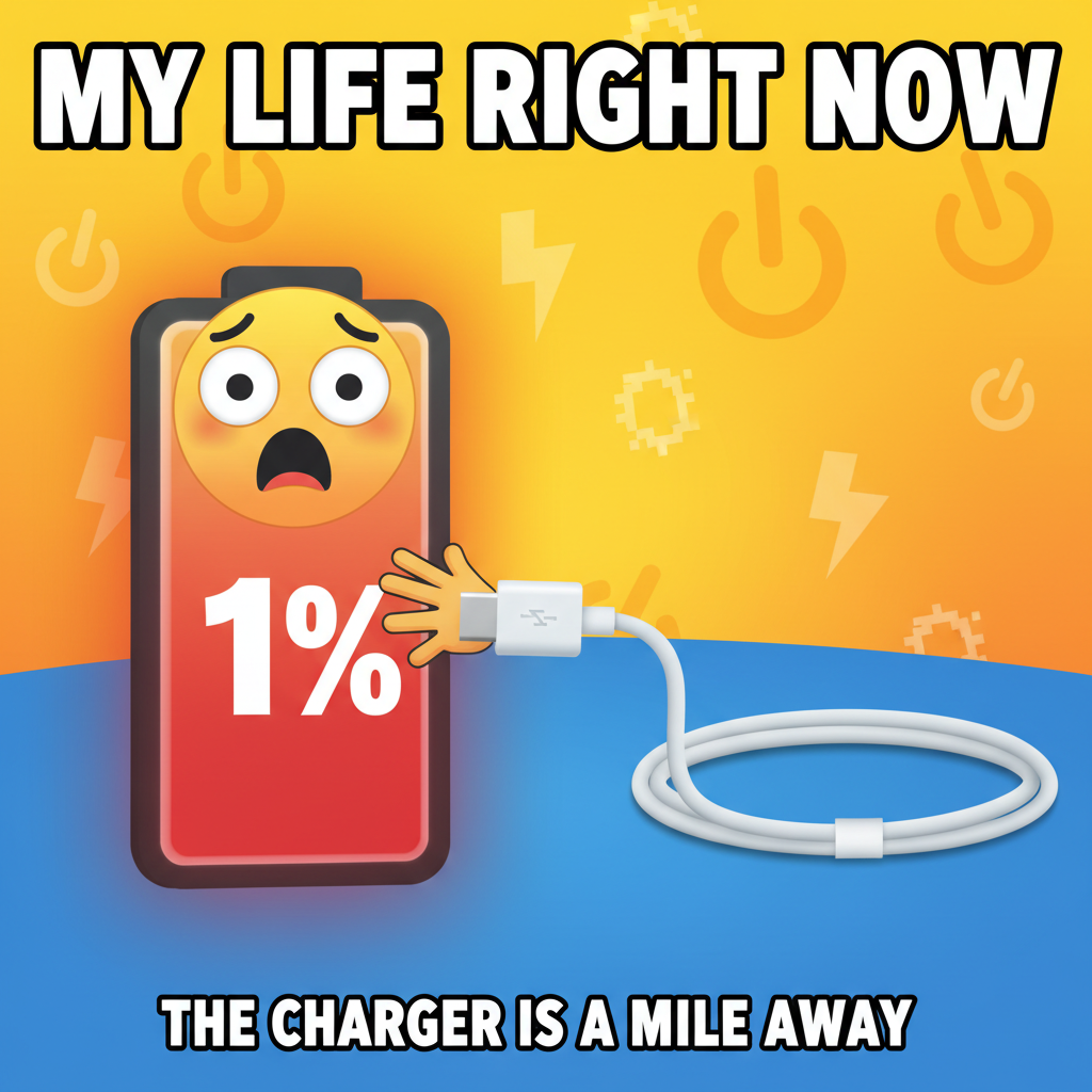 My phone battery is at 1%. My anxiety is at 1000%. #DigitalDetoxFail