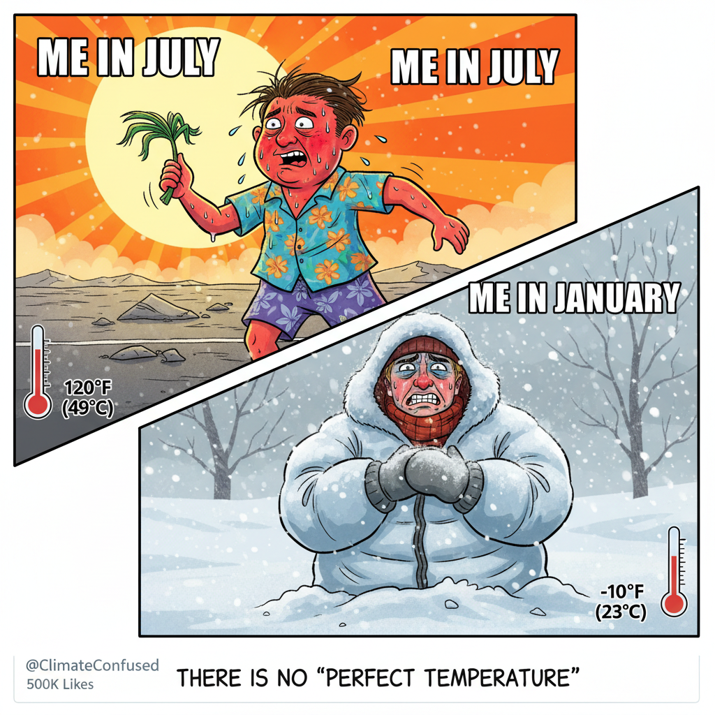 It's 100 degrees here. Meanwhile, someone's complaining about snow. WHERE IS THE BALANCE?!