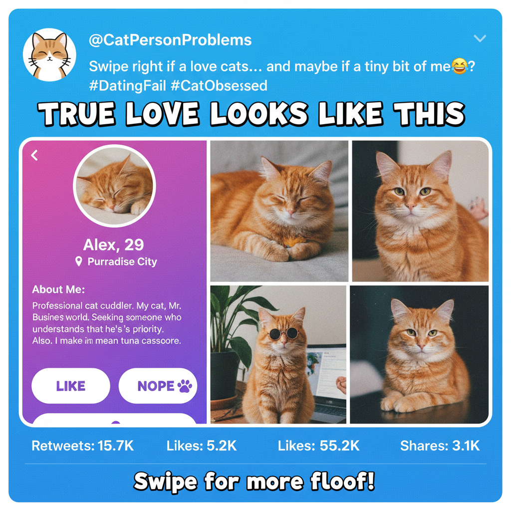 Matched with someone who only posts pics with their cat. I think I'm dating the cat now.
