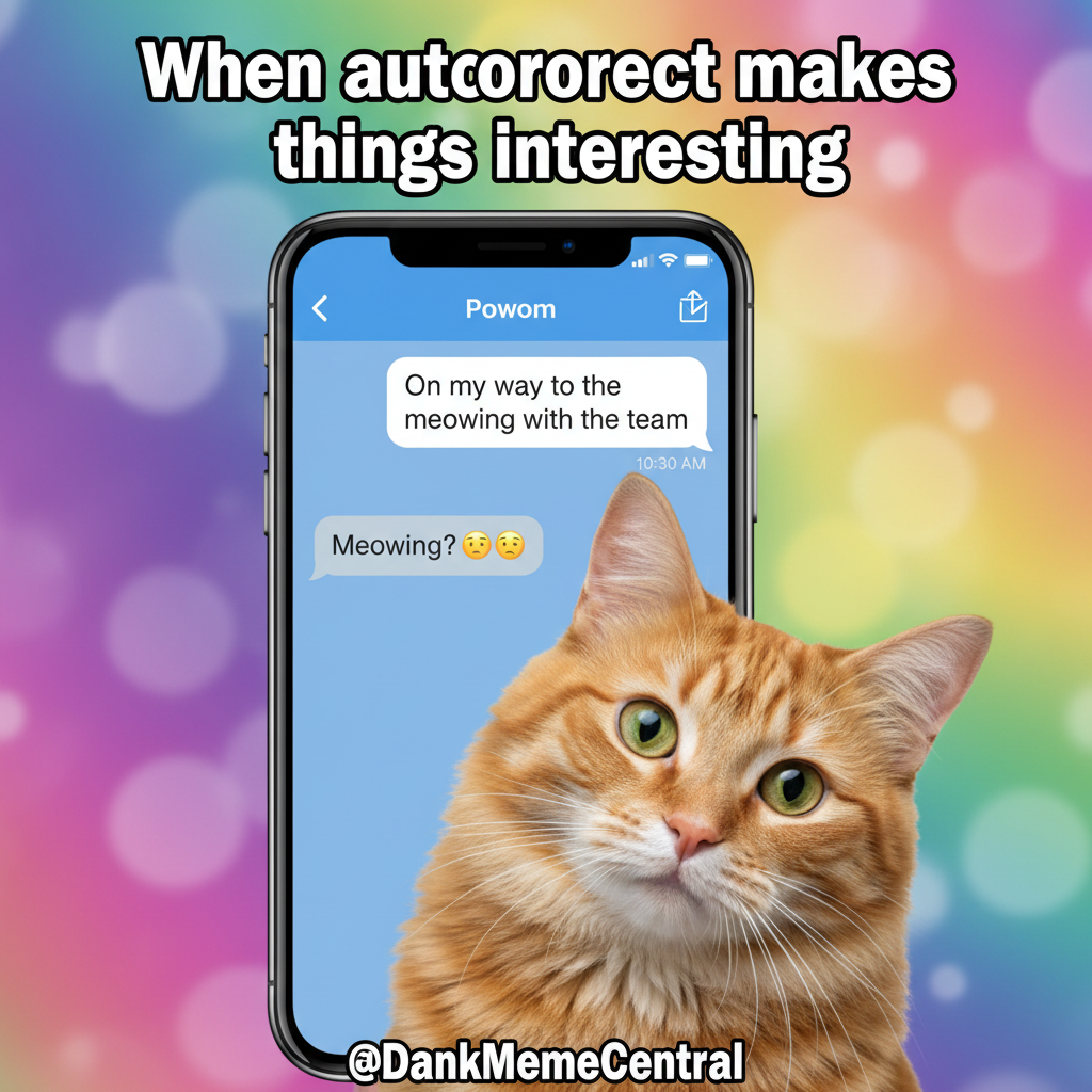 Autocorrect just changed 'meeting' to 'meowing'. My boss is going to think I'm a cat.
