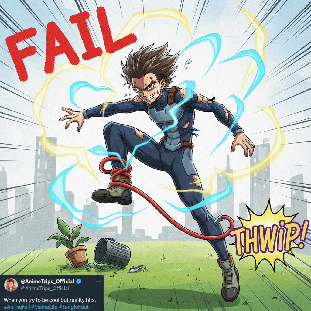 Me trying to adult after watching a shonen anime: *dramatic power-up pose* ...then trips.