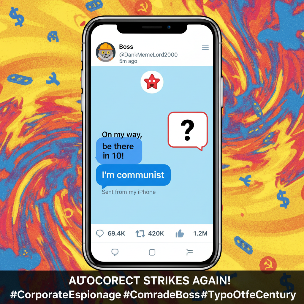 Autocorrect changed 'I'm coming' to 'I'm communist.' My boss is now very confused.