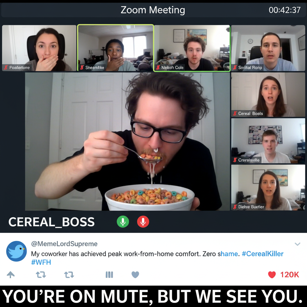 My mic was off for 15 mins. My camera was on for 15 mins while I was eating cereal.