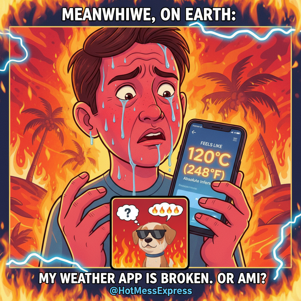 It's 75 degrees and sunny but the local weather app says 'feels like 100'. Is it gaslighting me?